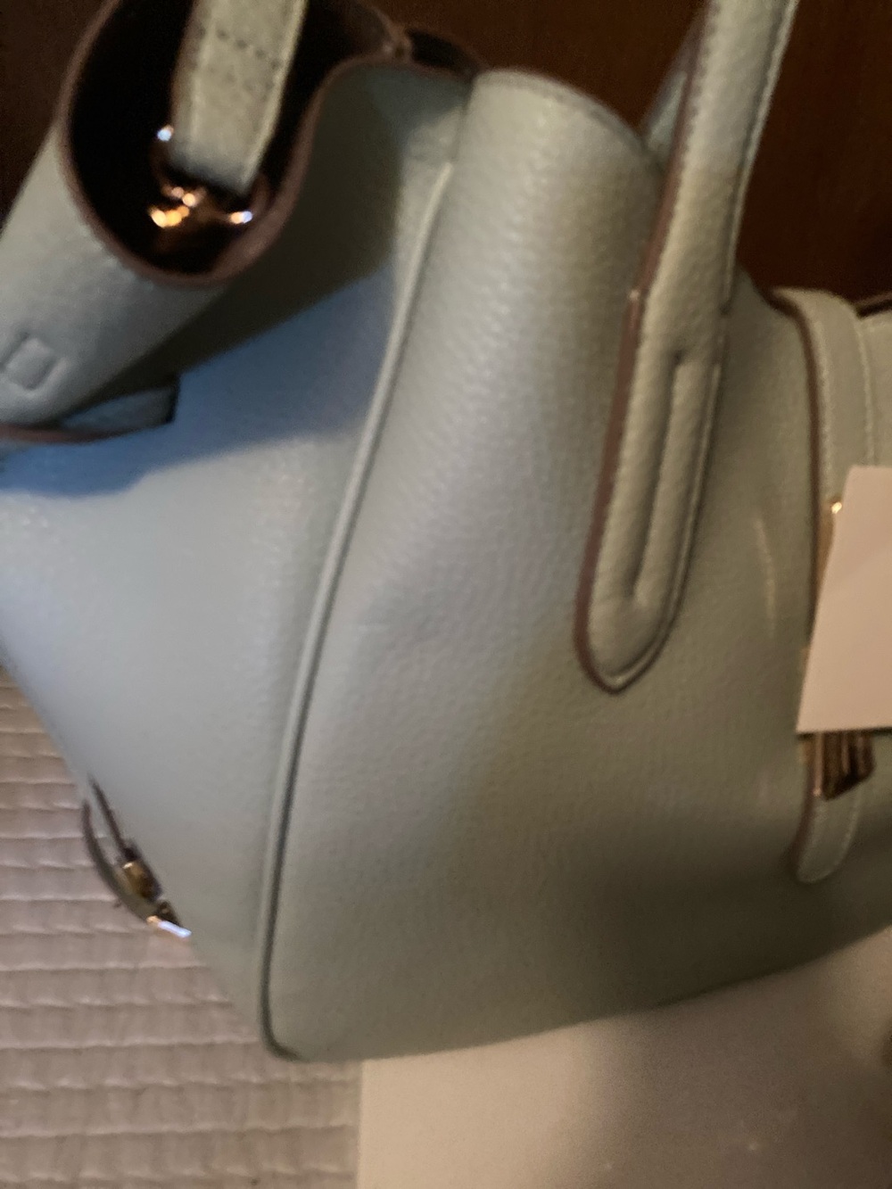 Anne Klein Mint Green Tote with Removable Brown Pouch - Picture 4 of 15